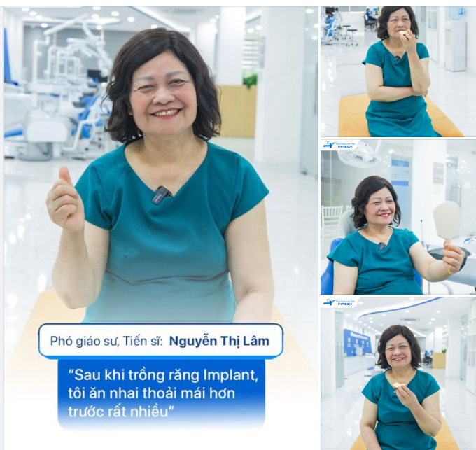 PHÓ GIÁO SƯ, TIẾN SĨ NGUYỄN THỊ LÂM TỰ TIN ĂN NHAI THOẢI MÁI TRÊN RĂNG IMPLANT