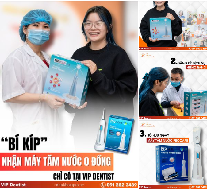 RINH NGAY MÁY TĂM NƯỚC PROCARE GIÁ 0 ĐỒNG KHI NIỀNG RĂNG TẠI VIP DENTIST!