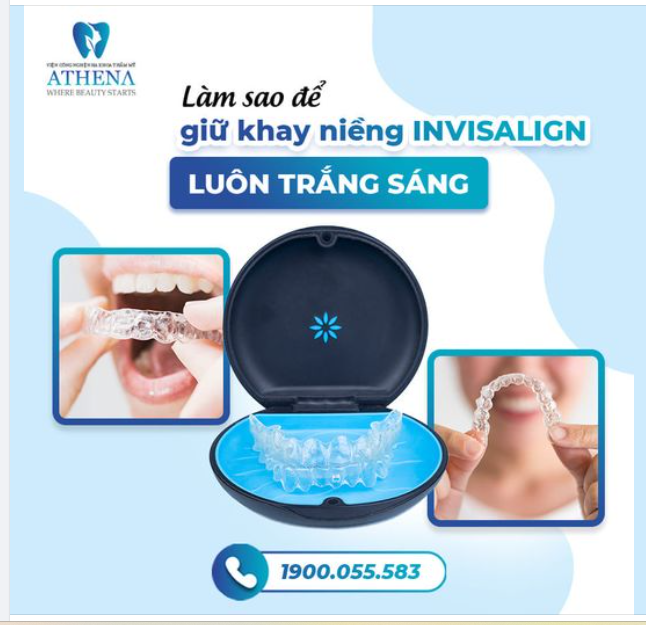 Khay niềng trong suốt Invisalign khi đeo khoảng 22 giờ mỗi ngày, sẽ dễ bám bẩn. Để khay niềng luôn sạch sẽ và không bị bám màu trong quá trình điều trị, bạn nên lưu ý: