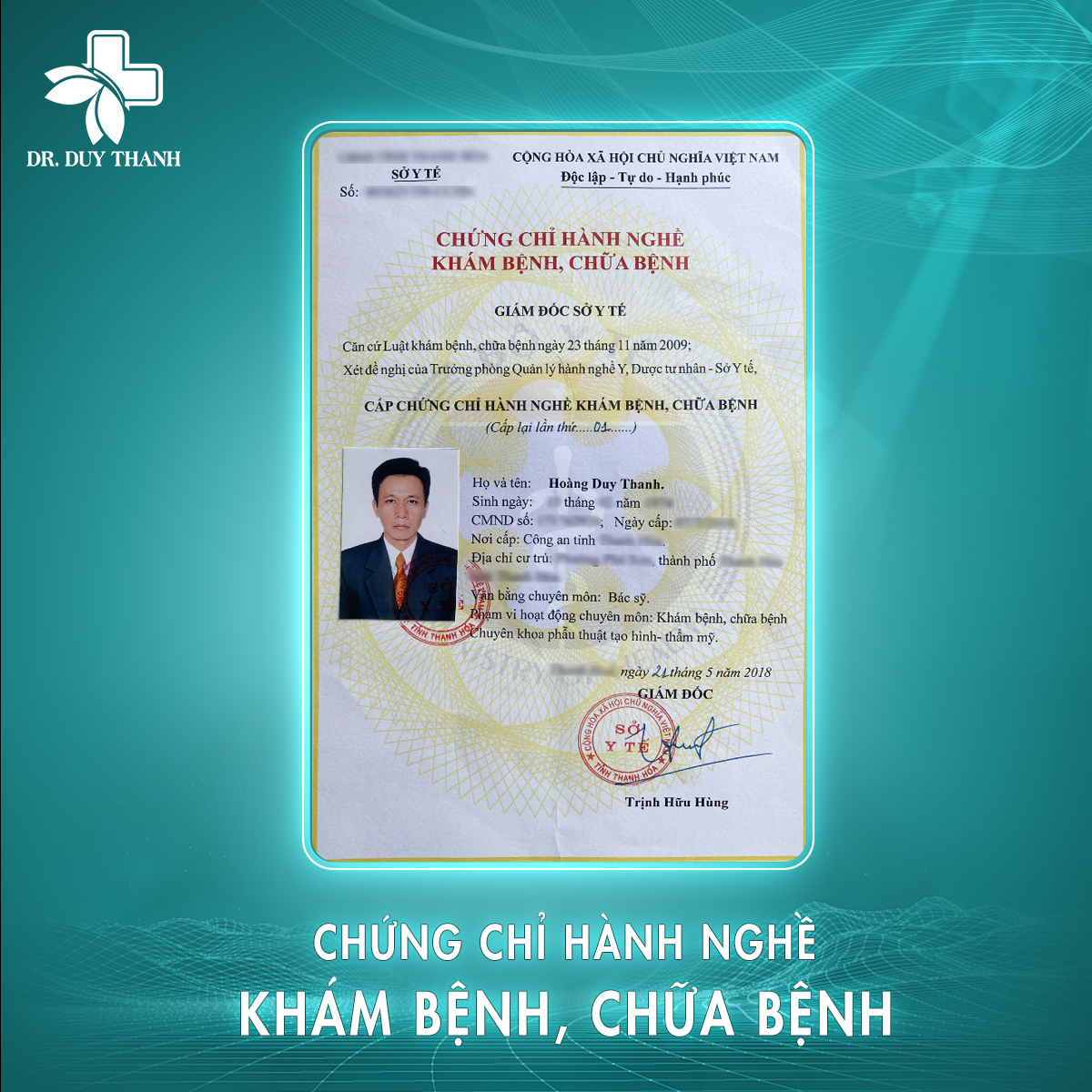 Bằng cấp, chứng chỉ hành nghề Dr Duy Thanh