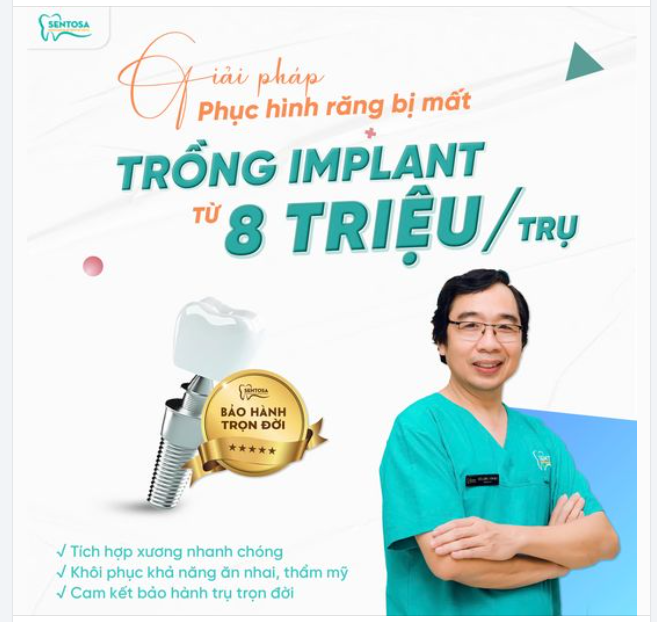 GIẢI PHÁP PHỤC HÌNH RĂNG BỊ MẤT - TRỒNG RĂNG IMPLANT TỪ 8 TRIỆU/TRỤ