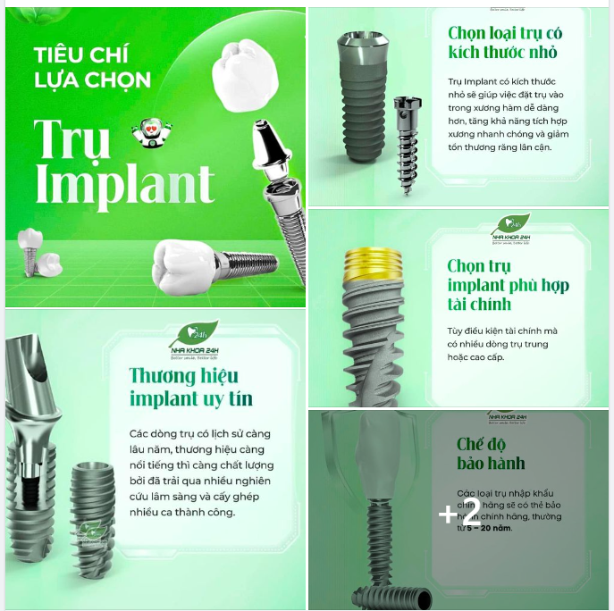 TIÊU CHÍ LỰA CHỌN TRỤ IMPLANT