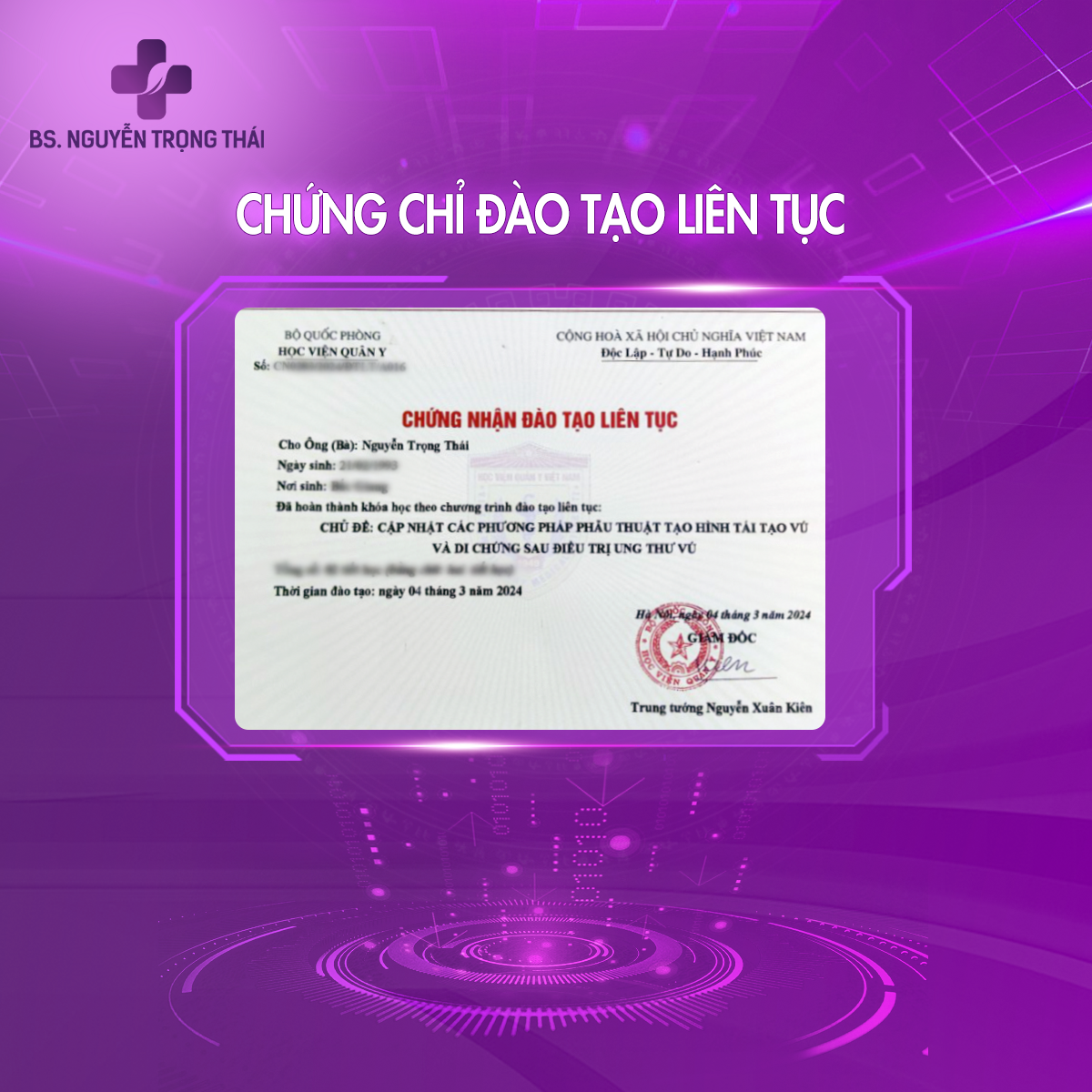 Bằng cấp của BS Nguyễn Trọng Thái