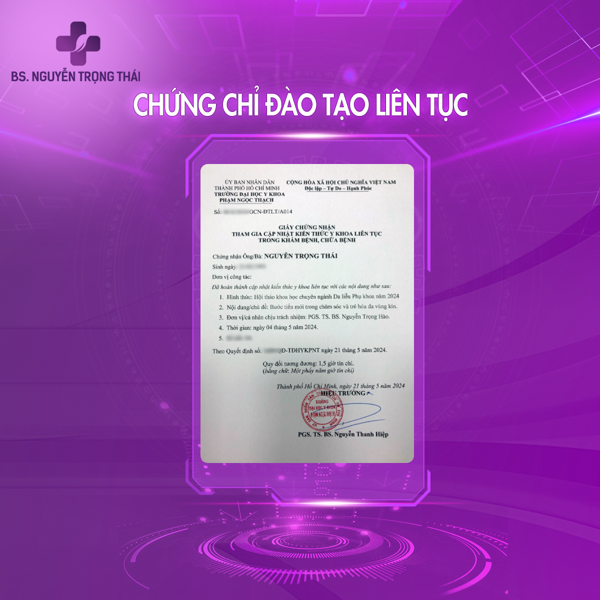 Bằng cấp của BS Nguyễn Trọng Thái