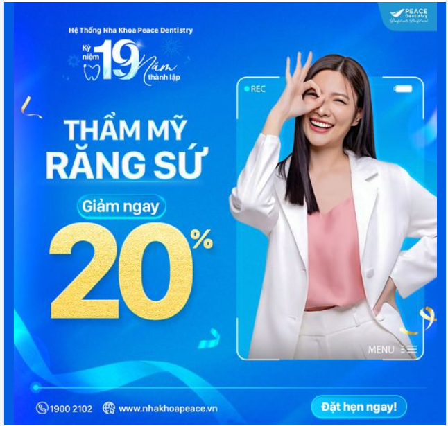 THẨM MỸ RĂNG SỨ ƯU ĐÃI 20% - ĐỪNG BỎ LỠ CƠ HỘI SỞ HỮU NỤ CƯỜI HOÀN HẢO