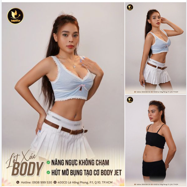 DIỄN VIÊN LYNA TRẦN LỘT XÁC BODY THÀNH CÔNG VỚI COMBO NÂNG NGỰC KHÔNG CHẠM + HÚT MỠ BỤNG TẠO CƠ BODY JET
