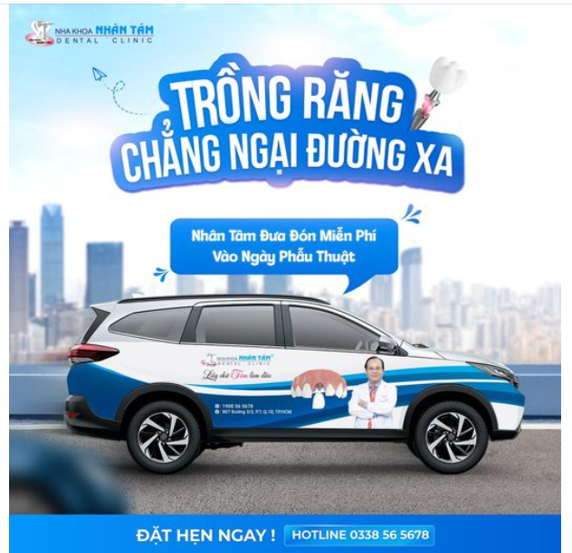 Ưu đãi đưa đón MIỄN PHÍ Khi trồng răng tại Nha khoa Nhân Tâm
