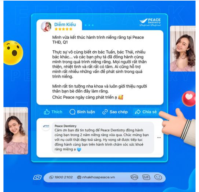 Ngày đầu tháng 10 ngập tràn niềm vui khi nhận được những phản hồi tích cực từ khách hàng sau khi kết thúc hành trình niềng răng tại Peace Dentistry!