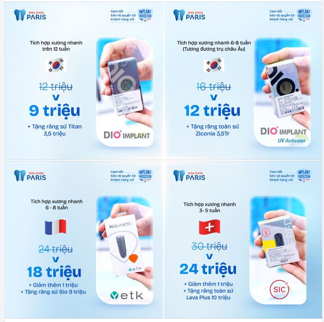 DỄ DÀNG LỰA CHỌN TRỤ IMPLANT PHÙ HỢP VỚI 4 "ĐỀ CỬ" HOÀN HẢO TẠI NHA KHOA PARIS