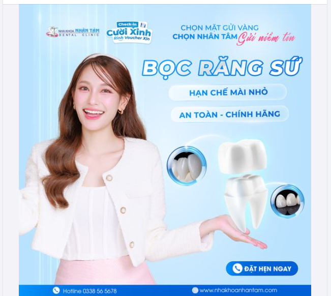 Chọn mặt gửi vàng - Chọn Nhân Tâm gửi niềm tin  Bọc răng sứ an toàn, chính hãng, không mài nhỏ răng