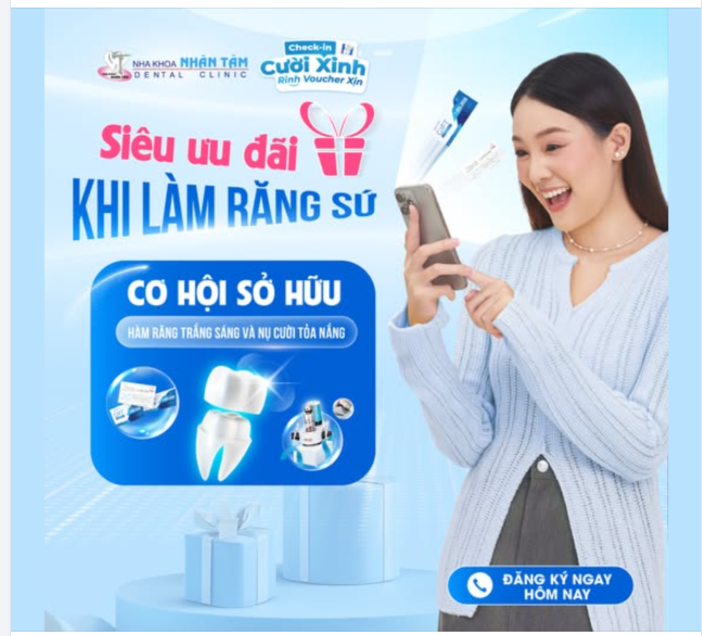 Siêu ưu đãi khi làm răng sứ tại Nhân Tâm  Cơ hội sở hữu hàm răng trắng sáng và nụ cười tỏa nắng