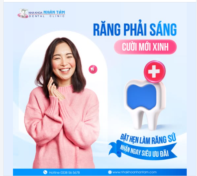 Răng phải sáng - Cười mới xinh  Đặt hẹn làm răng sứ, nhận ngay siêu ưu đãi