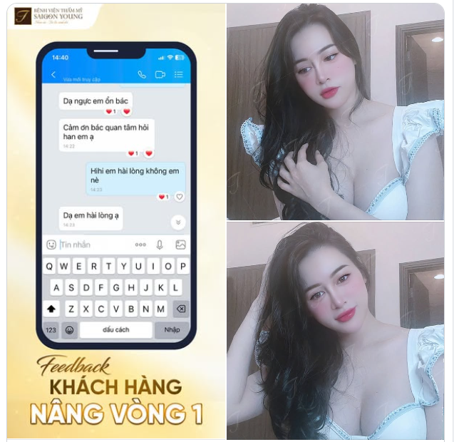 Gửi chị em dòng feedback chân thật và siêu xinh của khách hàng sau Nâng ngực.