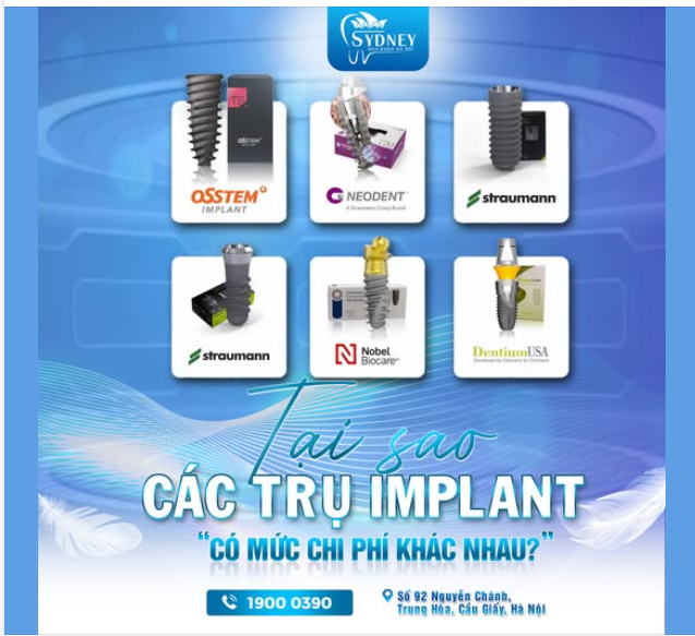TẠI SAO CÁC TRỤ IMPLANT CÓ MỨC CHI PHÍ KHÁC NHAU?