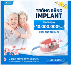 TRỒNG RĂNG IMPLANT VỚI CHI PHÍ TIẾT KIỆM NHẤT NĂM TẠI PEACE DENTISTRY