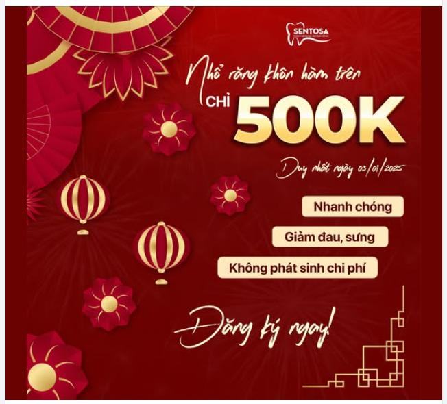 ĐĂNG KÝ NHỔ RĂNG KHÔN HÀM TRÊN CHỈ 500KK/RĂNG