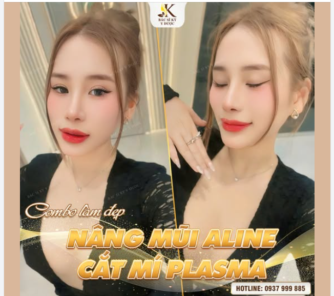 COMBO LÀM ĐẸP - THĂNG HẠNG NHAN SẮC  NÂNG MŨI ALINE – CẮT MÍ PLASMA