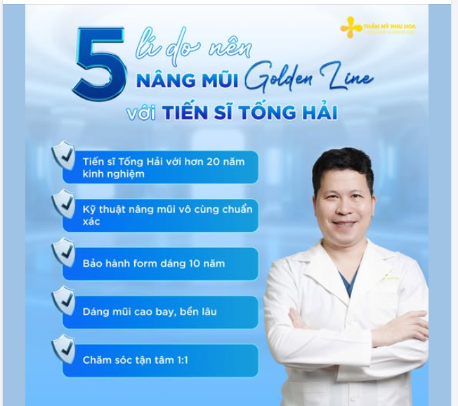 5 lí do nên nâng mũi Golden Line với Tiến sĩ Tống Hải tại Thẩm mỹ Như Hoa