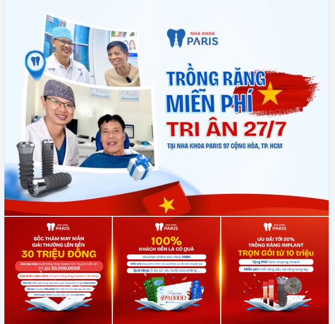 ƯU ĐÃI KHỦNG NGÀY HỘI TRỒNG RĂNG MIỄN PHÍ 
