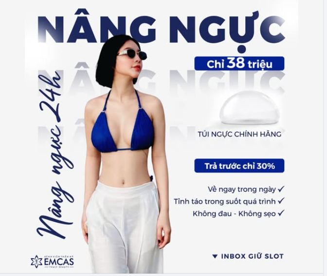 Nâng ngực 24h - Chỉ 38 Triệu