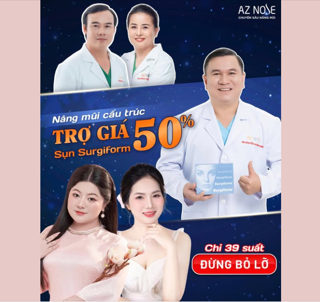 NÂNG MŨI CẤU TRÚC TRỢ GIÁ 50% SỤN SURGIFORM