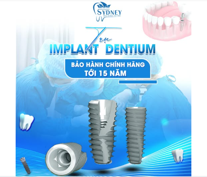 TRỤ IMPLANT DENTIUM - BẢO HÀNH CHÍNH HÃNG TỚI 15 NĂM