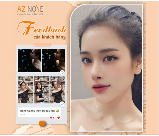 Cảm ơn chiếc feedback siêu dễ thương, siêu chân thật đến từ chị K.N. Chỉ một thay đổi nhỏ ở dáng mũi nhưng lại khiến diện mạo chị khác biệt rõ rệt.