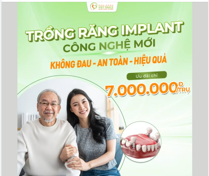 TRỒNG RĂNG IMPLANT CHÍNH HÃNG – TRỌN GÓI CHỈ 7 TRIỆU/TRỤ