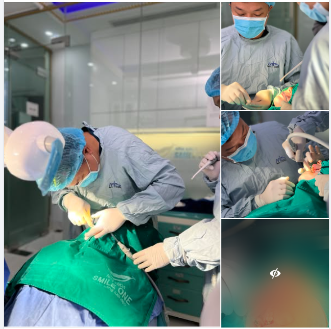 Một ca cấy Implant thông trưa nhưng BS Dương và đội ngũ vẫn hừng hực khí thế.
