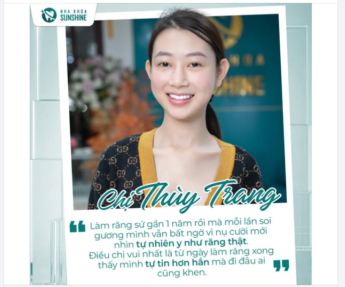 Gần 1 năm sau khi làm răng sứ tại Sunshine… và nụ cười của chị Thùy Trang vẫn đẹp như ngày đầu!