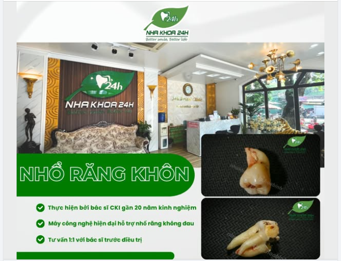 NHỔ RĂNG KHÔN AN TOÀN – KHÔNG ĐAU TẠI NHA KHOA 24H