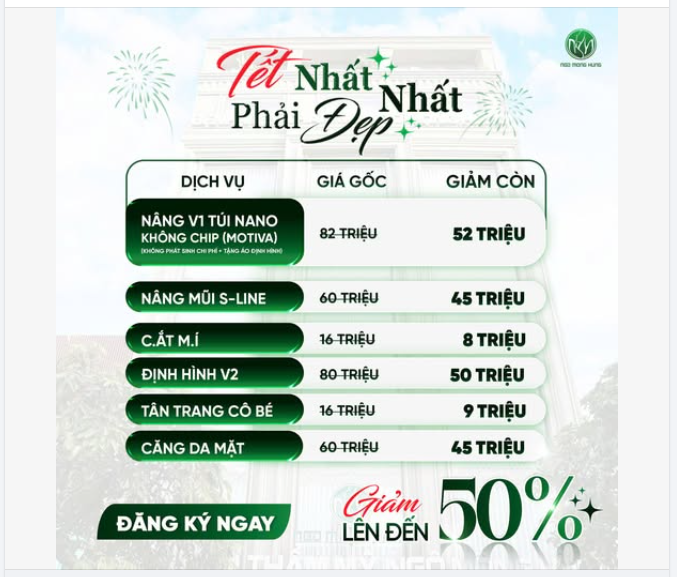 TẾT NHẤT LÀ PHẢI ĐẸP NHẤT ​​​​​​​Ưu đãi làm đẹp cuối năm – giảm lên đến 50%