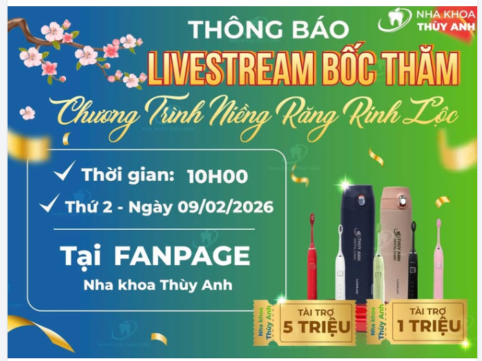 KHÁCH HÀNG NÀO SẼ MAY MẮN TRÚNG GÓI TÀI TRỢ NIỀNG RĂNG 5 TRIỆU TẠI NHA KHOA THUỲ ANH?