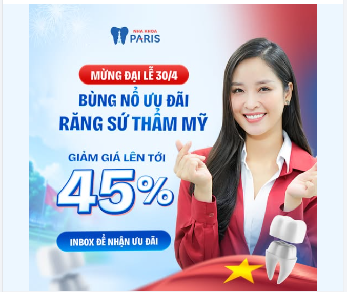 MỪNG ĐẠI LỄ 30/4: BÙNG NỔ ƯU ĐÃI RĂNG SỨ LỚN NHẤT NĂM!