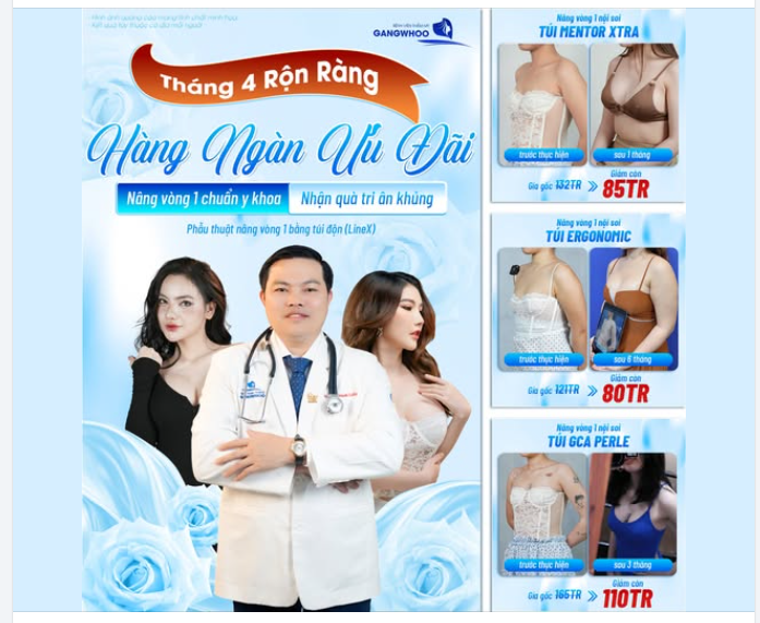 THÁNG 4 RỘN RÀNG VỚI HÀNG NGÀN ƯU ĐÃI - NÂNG VÒNG 1 CHUẨN Y KHOA, NHẬN QUÀ TRI ÂN KHỦNG