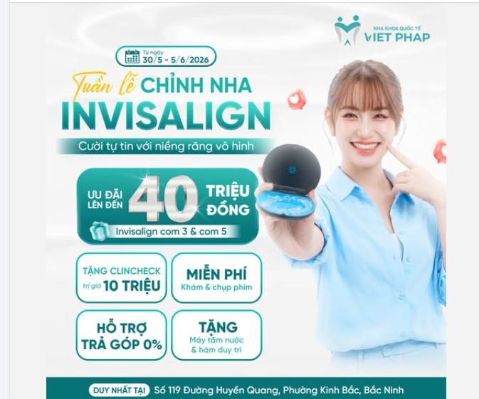 TUẦN LỄ CHỈNH NHA INVISALIGN - ƯU ĐÃI ĐẾN 40 TRIỆU ĐỒNG