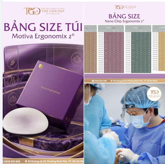Bảng size túi ngực Nanocip Ergonomix2®  Chọn Size chuẩn - Dáng ngực đẹp tự nhiên