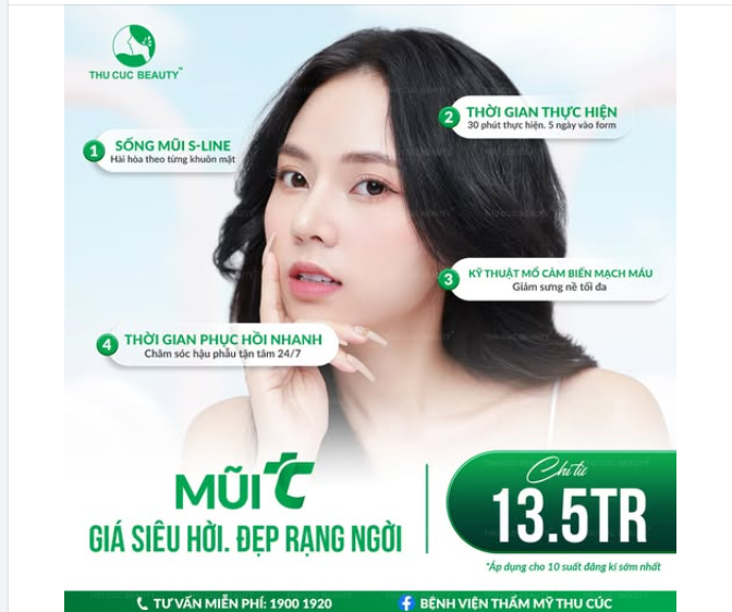 Nâng cấp nhan sắc với dáng mũi đẹp tự nhiên tại Thu Cúc