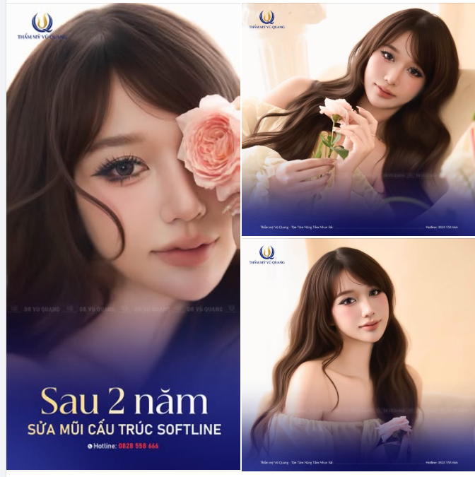Đến nay, sau 2 năm, dáng mũi vẫn ôm phom chuẩn chỉnh, không lộ vệt sóng.Đường nét Softline mềm mại, tự nhiên, giúp gương mặt thanh tú đúng chuẩn "nàng thơ".