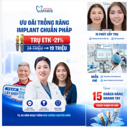 ƯU ĐÃI TRỒNG RĂNG IMPLANT CHUẨN PHÁP – TIẾT KIỆM ĐẾN 5 TRIỆU/TRỤ ETK