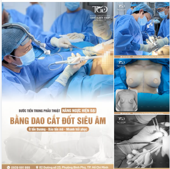 Sử dụng dao cắt đốt siêu âm trong phẫu thuật nâng ngực hiện đại