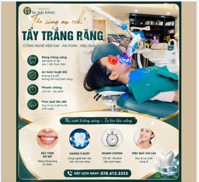 TẨY TRẮNG RĂNG SÁNG NAY – ĐÓN NGHỈ LỄ 2/9 VỚI NỤ CƯỜI TỎA SÁNG