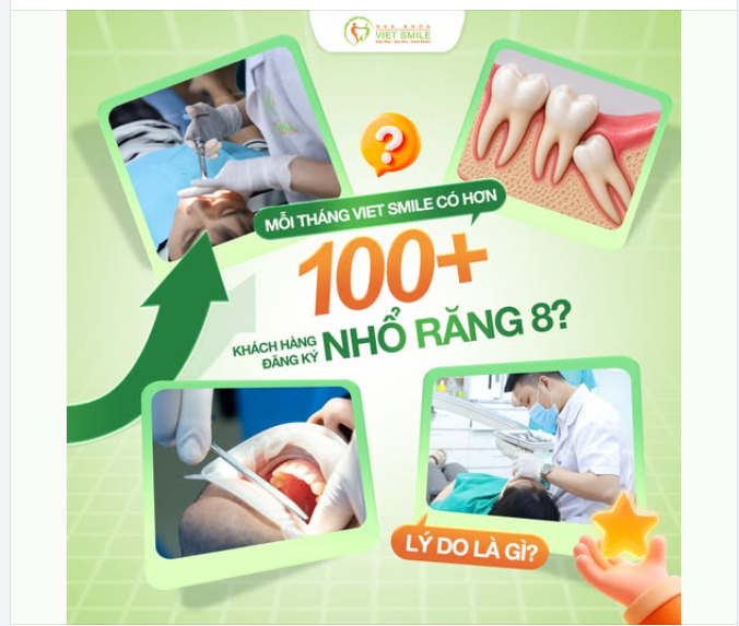 HƠN 100 KHÁCH HÀNG MỖI THÁNG CHỌN NHỔ RĂNG KHÔN TẠI VIET SMILE?