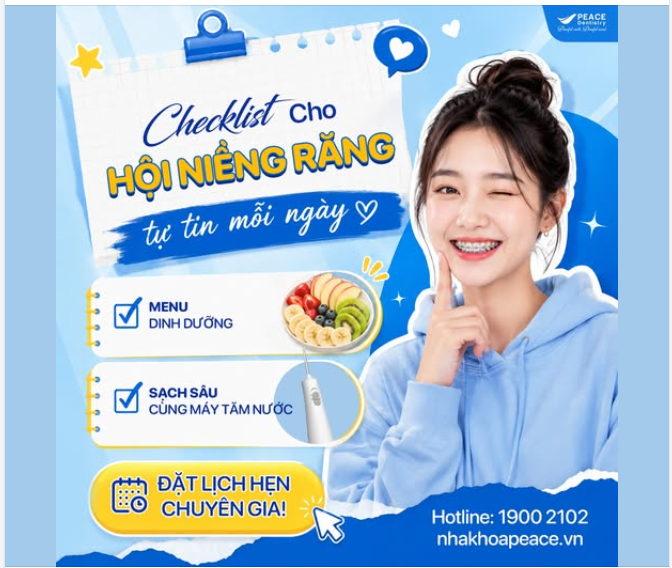 BÍ QUYẾT ĂN NGON VÀ VỆ SINH ĐÚNG CHUẨN DÀNH CHO HỘI NIỀNG RĂNG