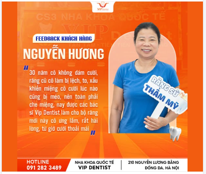 "30 NĂM KHÔNG DÁM CƯỜI ĐÃ KHÉP LẠI": CÔ HƯƠNG VÀ NIỀM VUI TÁI SINH NỤ CƯỜI TẠI VIP DENTIST!