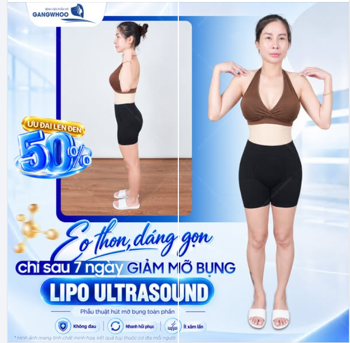 EO THON, DÁNG GỌN CHỈ SAU 7 NGÀY GIẢM MỠ BỤNG LIPO ULTRASOUND