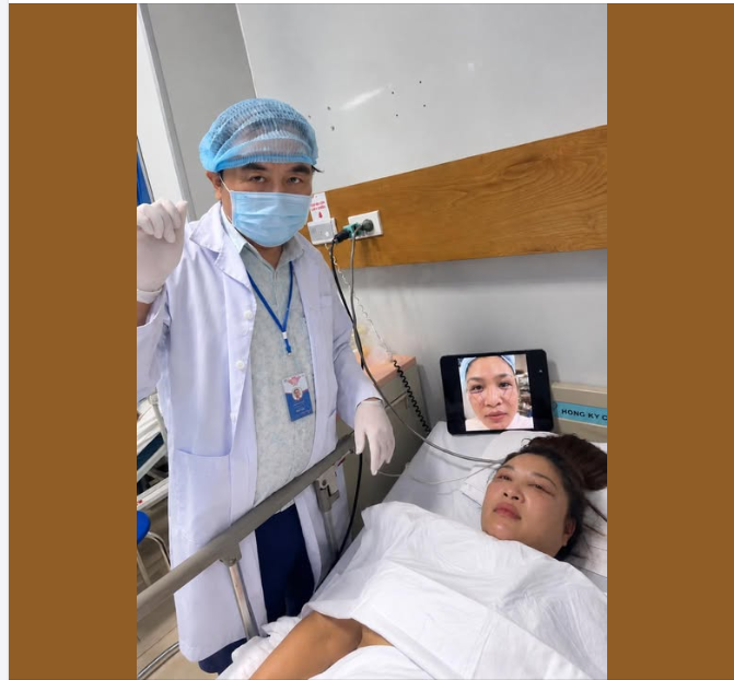 Hậu phẫu ngày đầu căng da Midface với Dr Vương