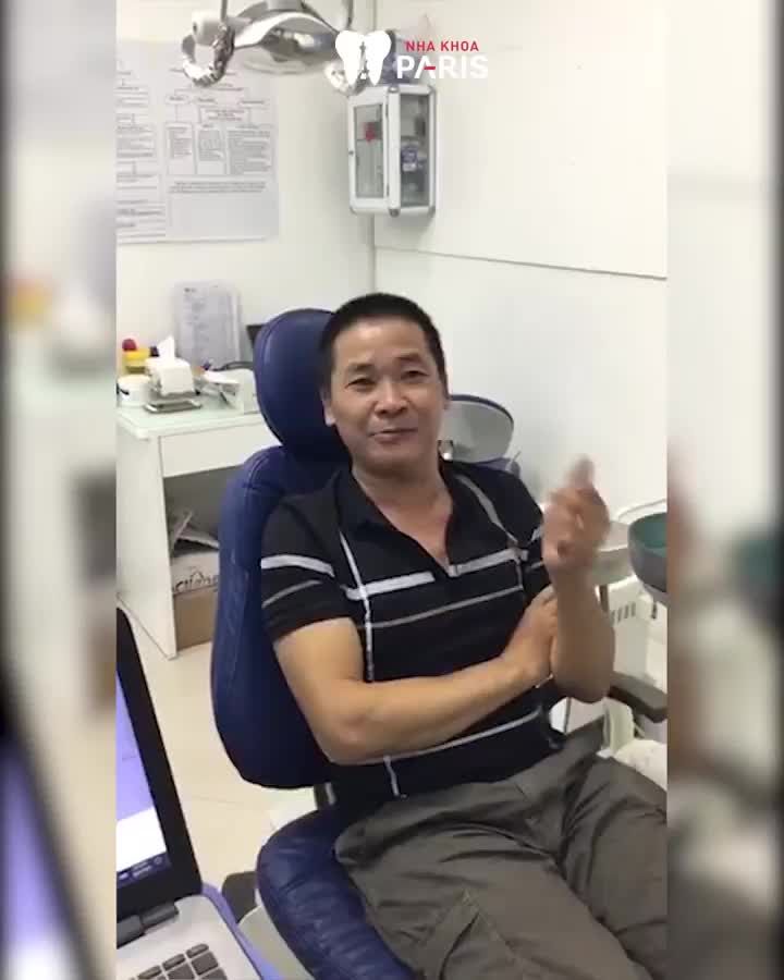 Kết quả trồng răng của chú Hậu sau 30 năm mất răng