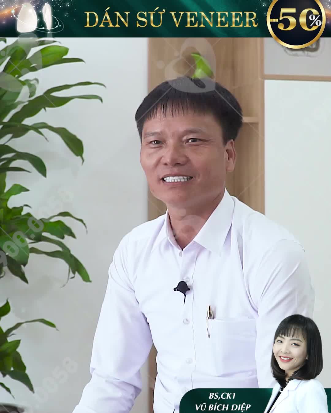 Chỉ với 2 lần hẹn, anh Nguyễn Văn Bảo đã có được cho mình hàm răng trắng đẹp như ý.