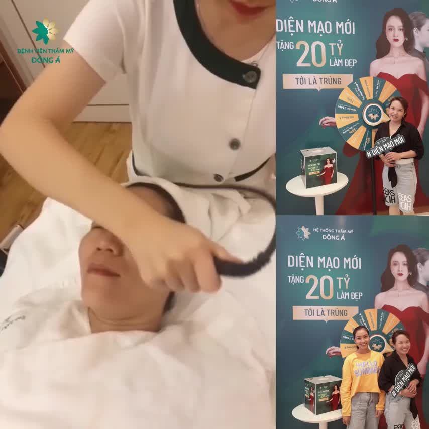 Chị KH trải nghiệm DV Chăm sóc da cao cấp ngay sau khi trúng giải.